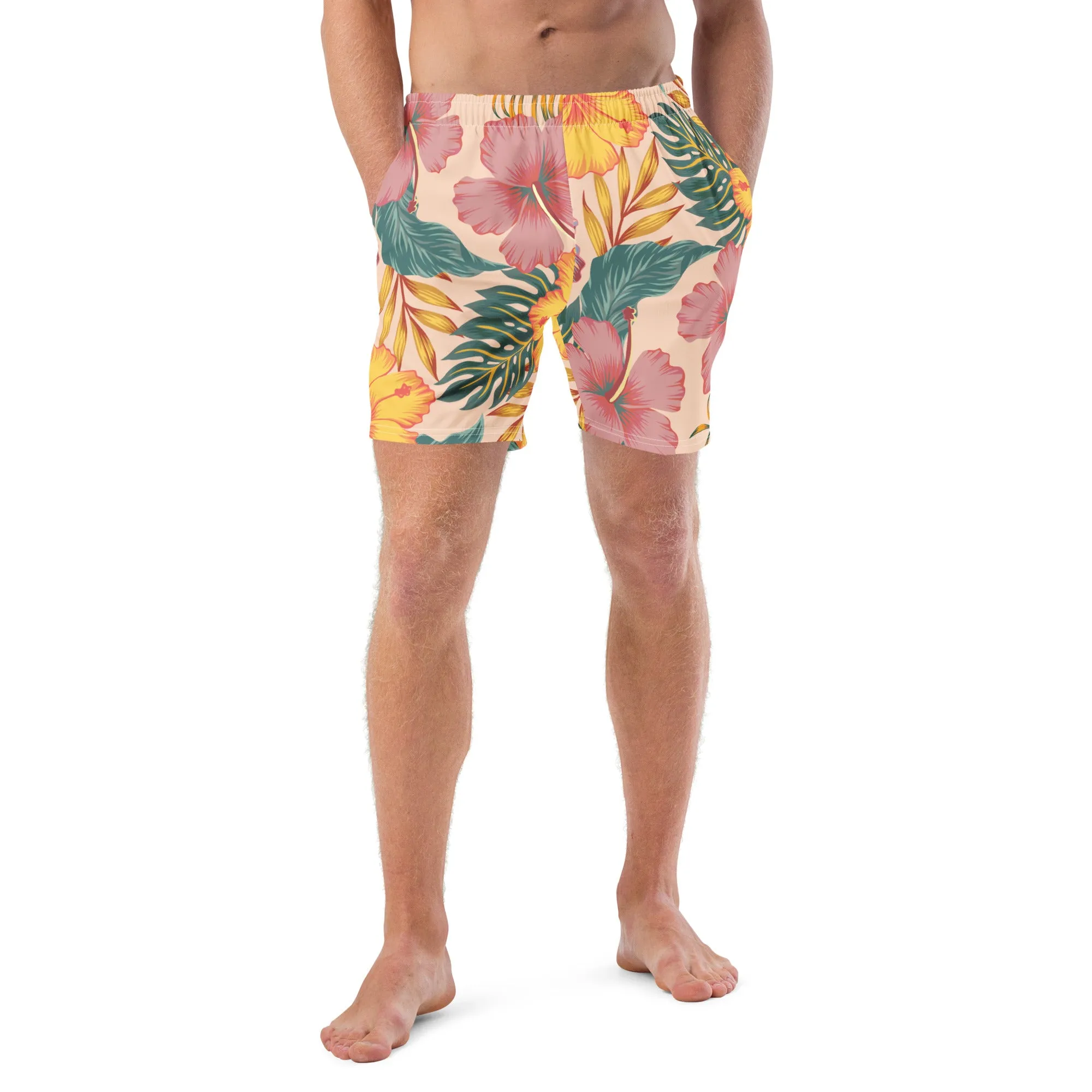 6.5" Quick Dry Elastic Waist UPF 50 Swim Trunks Shorts, Island Vibes