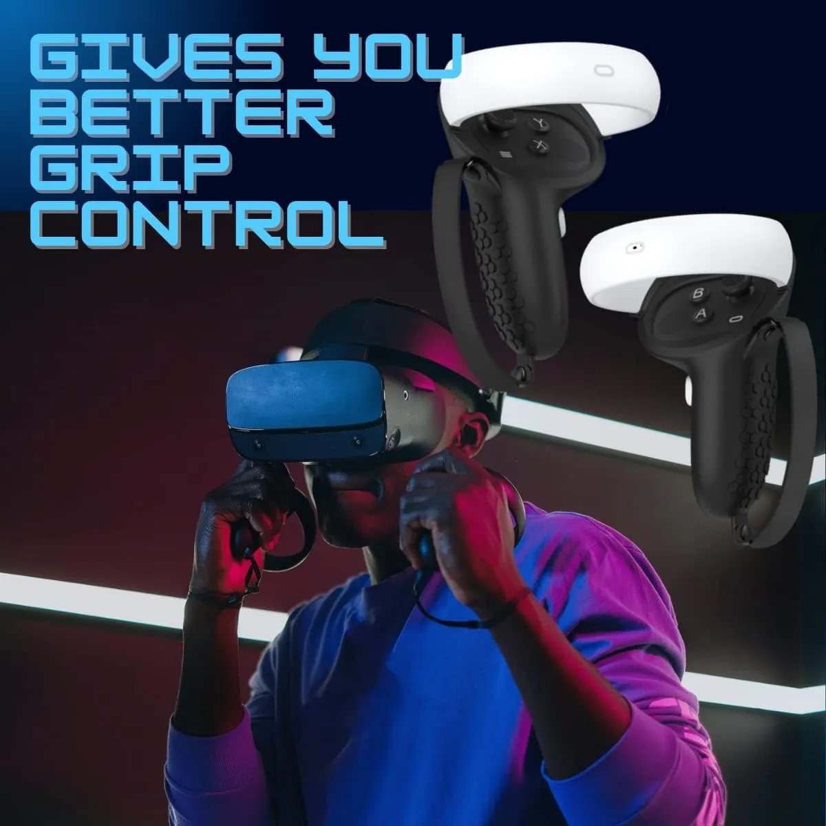 AMZDM Controller Grip for Oculus Quest 2 Accessories Grips Cover for VR Touch Controllers Covers Protector with Non-Slip Thumb Grips 1Pair Black