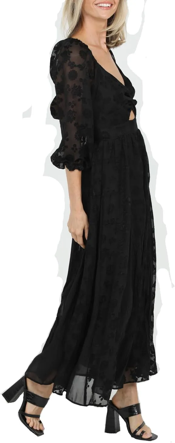 Angie Women's Twist Front Long Sleeve Maxi Dress