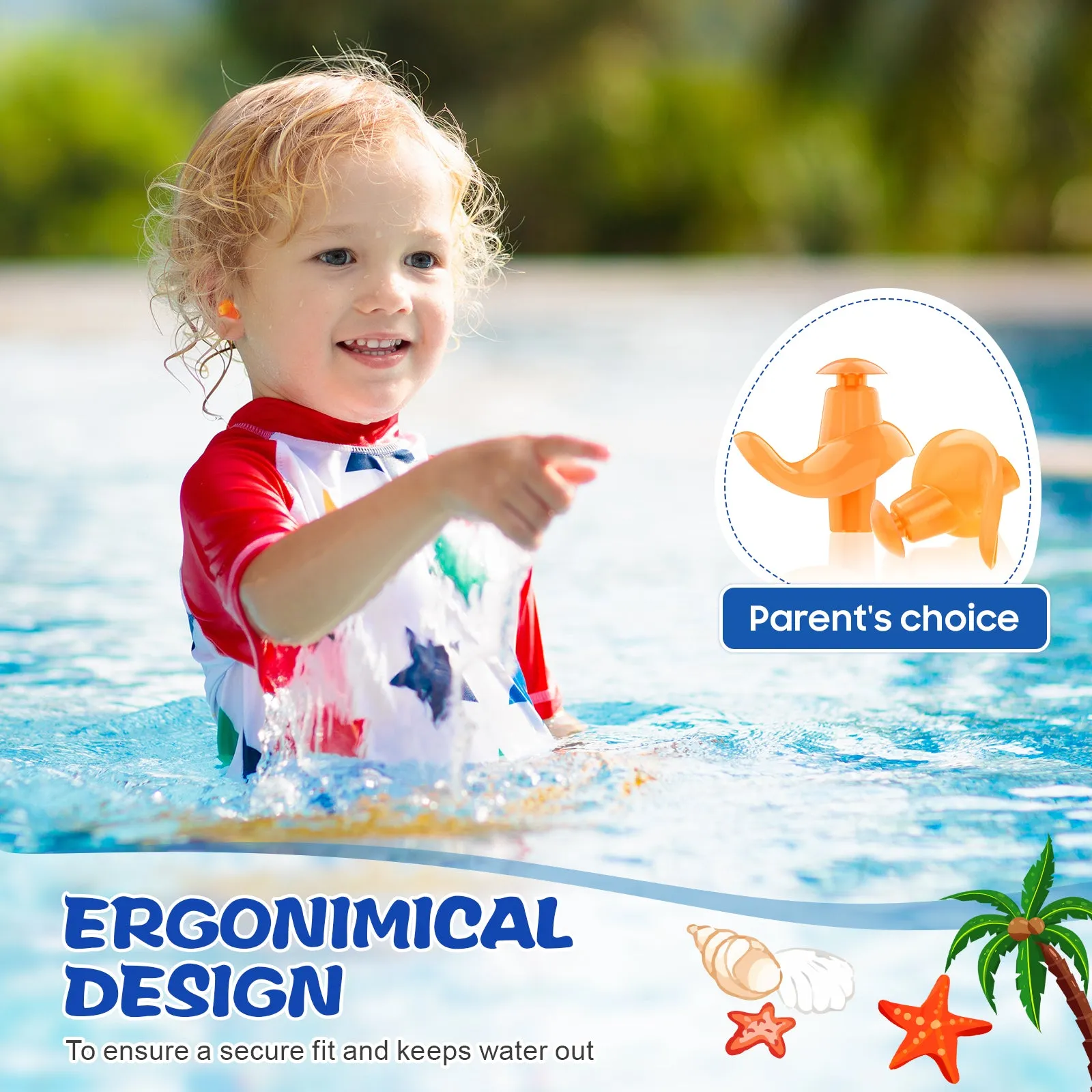 AquaResist Kids - Hearprotek 3 Pairs Waterproof Reusable Swimming Ear Plugs for Kids