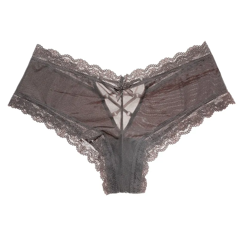 Back Bandage Design Satin Sexy Lace Panties Women Solid Seamless Underwear Soft High Level Crotch Cotton Briefs