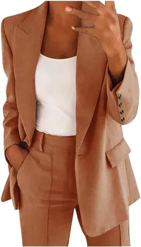 Blazers for Women 2024 Casual Plus Size Business Coats Dressy Loose Button Down Cardigan Work Suit Jacket with Pocket