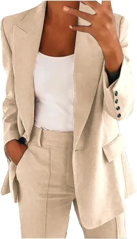 Blazers for Women 2024 Casual Plus Size Business Coats Dressy Loose Button Down Cardigan Work Suit Jacket with Pocket