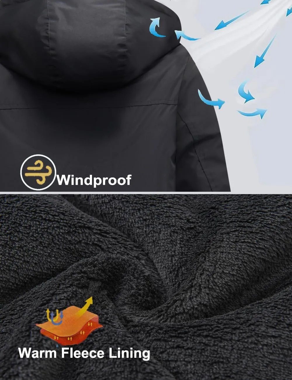 Boys Waterproof Ski Jacket Warm Winter Fleece Snow Coat Kids Outdoor Hooded Snowboard Jacket