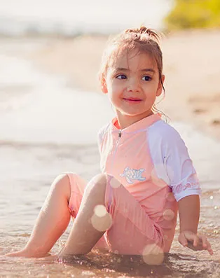 CHILDREN’S RASH GUARD SUN SUIT, WHITEPINK