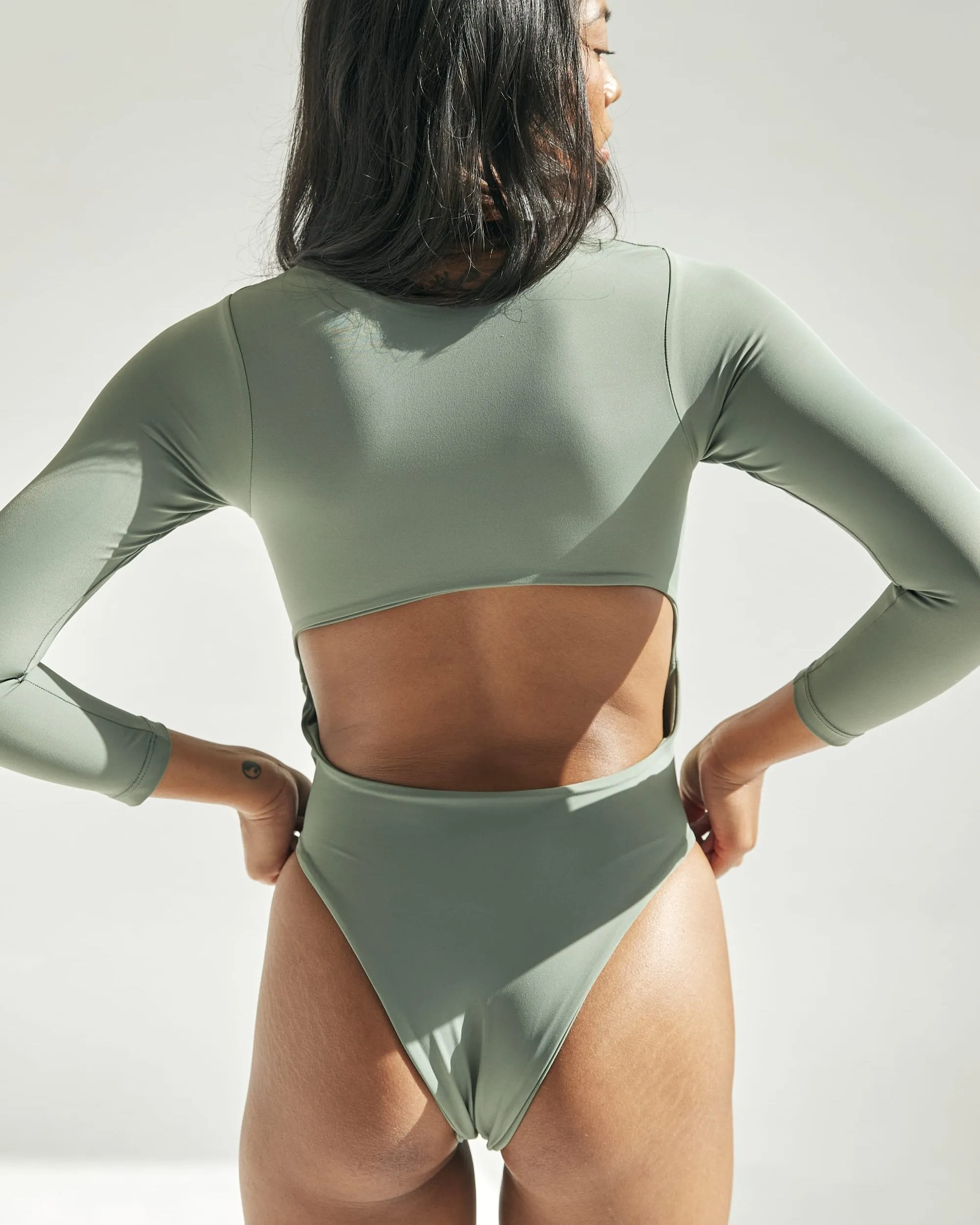 Classic Long-Sleeve Surf Suit in Sage Green
