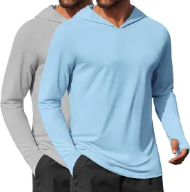 COOFANDY Mens UPF 50  Hoodie Shirts Long Sleeve Rash Guard Sun Protection Fishing Shirts Lightweight Quick Dry Hoodies