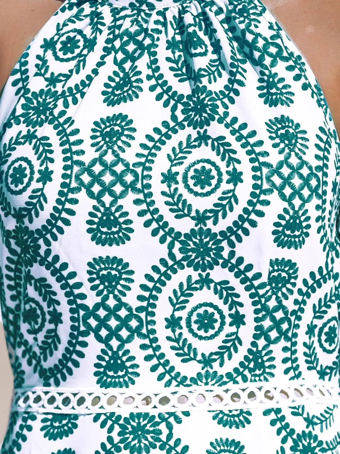 CUPSHE Women's Midi Dress Halter Paisley Sleeveless Cutout Waist Long Beach Boho Summer Dress