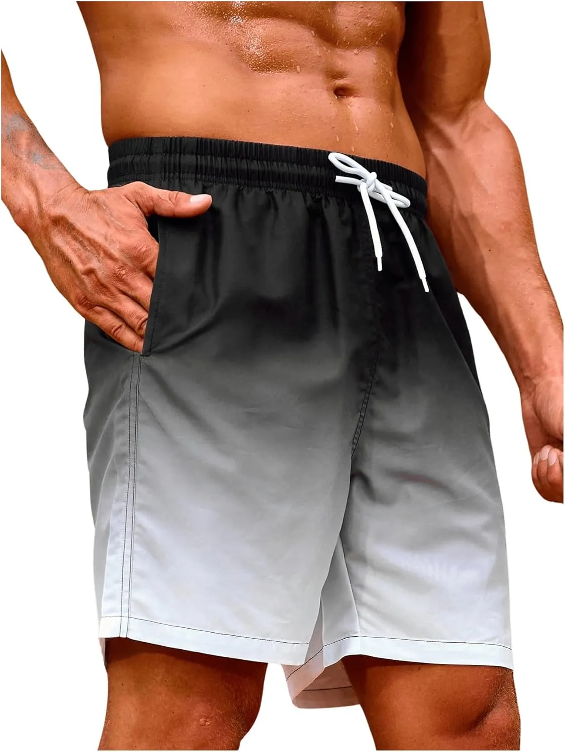 Floerns Men's Beach Swim Trunks with Compression Liner 7 Inch Quick Dry Swim Board Shorts Swimwear Bathing Suits Swimsuit