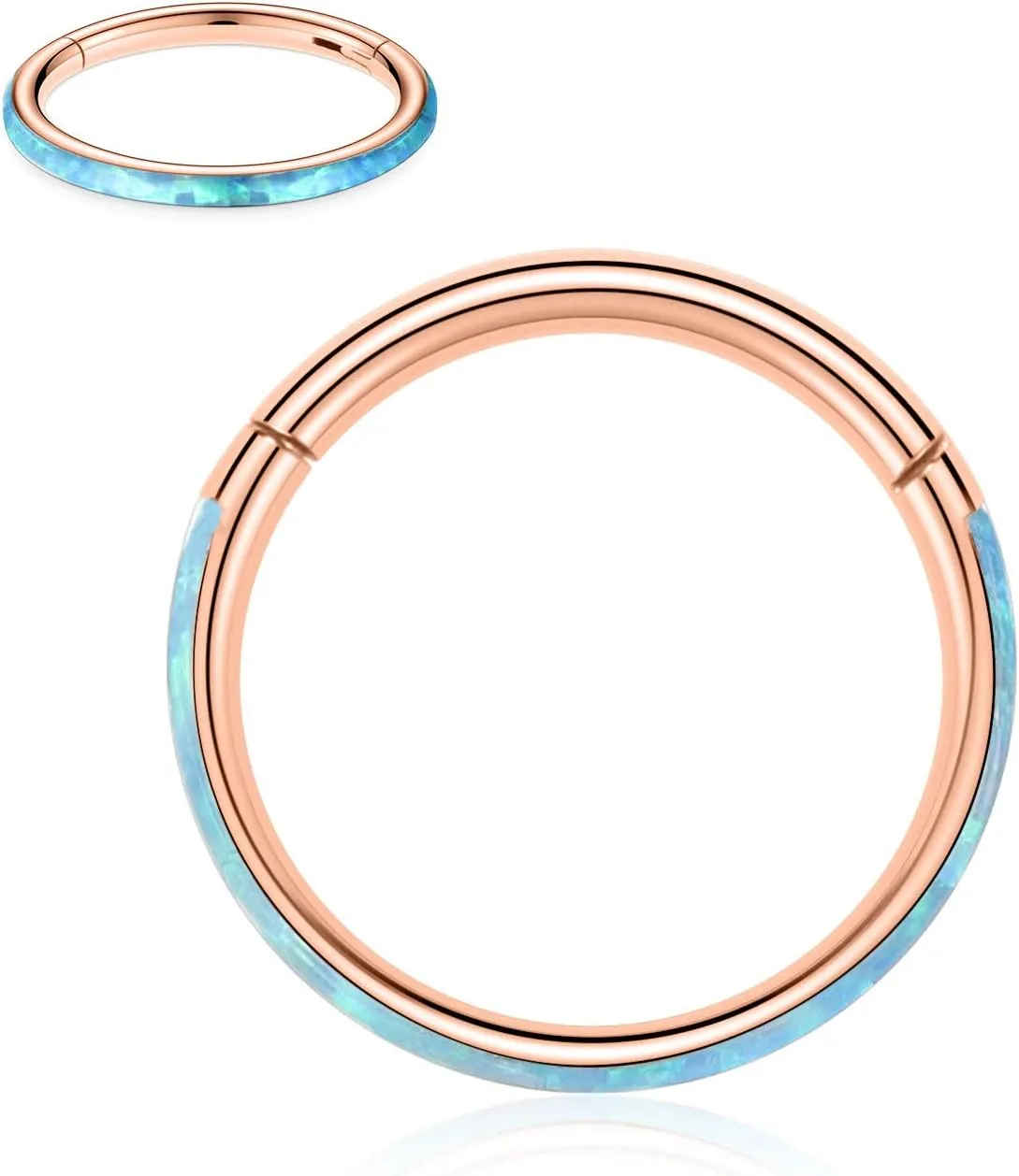 GAGABODY Conch Jewelry 20g 18g Septum Jewelry 16 Gauge Earrings Conch Hoop Daith Earrings Surgical Steel Lip Rings with Opal Paved Hinged Nose Rings Helix Rook Cartlidge Earrings Hoop