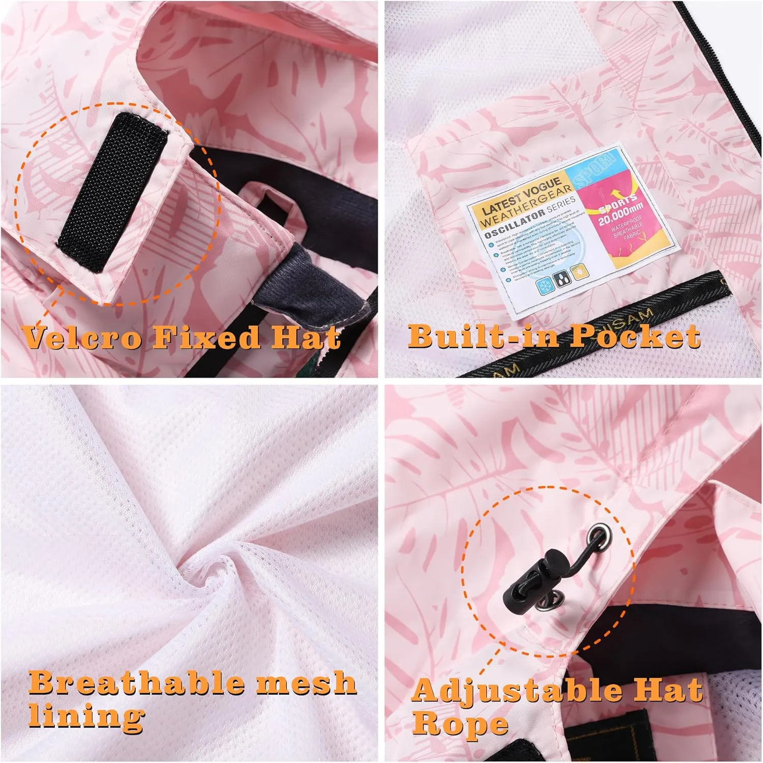 GIISAM Women's Waterproof Rain Jacket,Lightweight Windproof Full Zip Women's Packable Fall Raincoat Windbreaker with Hood