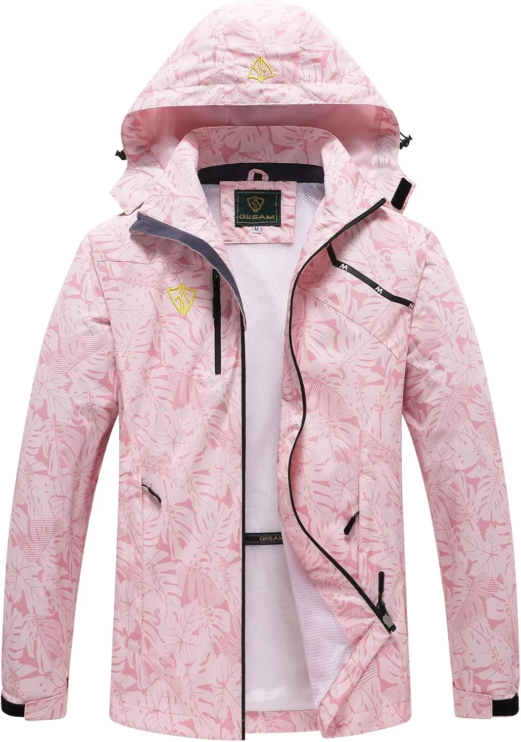GIISAM Women's Waterproof Rain Jacket,Lightweight Windproof Full Zip Women's Packable Fall Raincoat Windbreaker with Hood