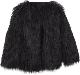 Girls Faux-Fur Jacket Coat Winter Snowday Thick Warm Fashion Cool Clothes 2-10 Years