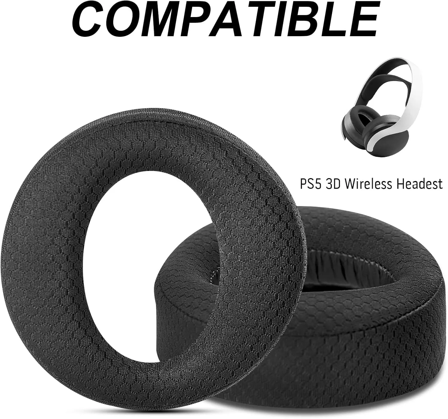 GVOEARS Ear Pads Cushions Replacement for Sony PlayStation 5 PS5 Pulse 3D Wireless Headset (Breathable Mesh Fabric)