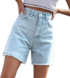 Jean Shorts for Women Trendy High Waisted Stretchy Denim Summer Raw Hem Mom Long Shorts Cutoff Jorts with Pockets Jean Shorts for Women Trendy High Waisted Stretchy Denim Summer Raw Hem Mom Long Shorts Cutoff Jorts with Pockets