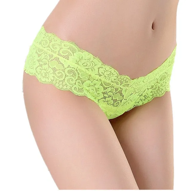 Lace Women Sexy Panties Low Waist Hollow Transparent Panties Underwear Seamless G String Thongs