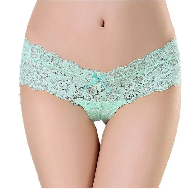 Lace Women Sexy Panties Low Waist Hollow Transparent Panties Underwear Seamless G String Thongs