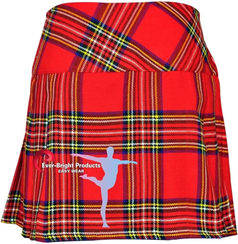 Ladies Girls Women Tartan Pleated Billie Kilt Skirt Leather Buckled Straps''26 to 50''