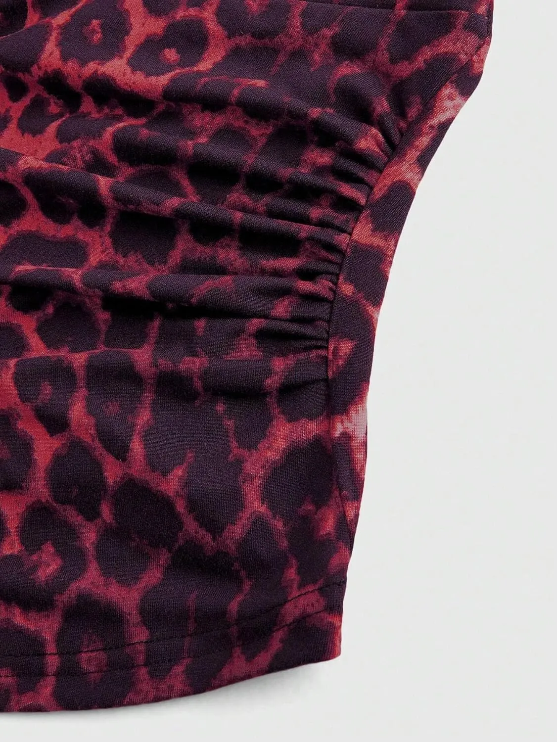 LOFAAC Women Sexy Leopard Print Tie Back Halter Crop Top Y2K Grunge Sleeveless Plunge V Neck Backless Ruched Cami Shirts