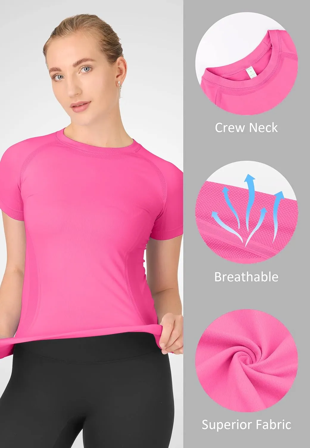 MathCat Workout Shirts for Women Short Sleeve, Workout Tops for Women, Quick Dry Gym Athletic TopsSeamless Yoga Shirts