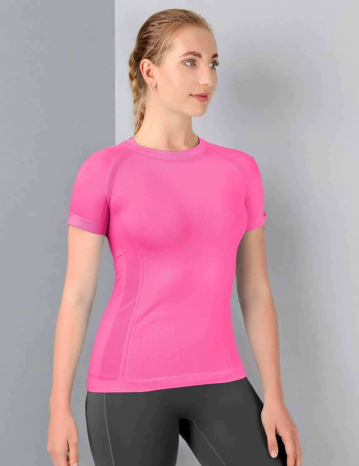 MathCat Workout Shirts for Women Short Sleeve, Workout Tops for Women, Quick Dry Gym Athletic TopsSeamless Yoga Shirts