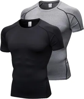 Men's Compression Shirts Short Sleeve Workout Shirt Cool Dry Undershirts Baselayer Sports T Shirts Gym Running Tops