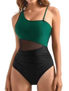 Mesh One Shoulder Swimsuit