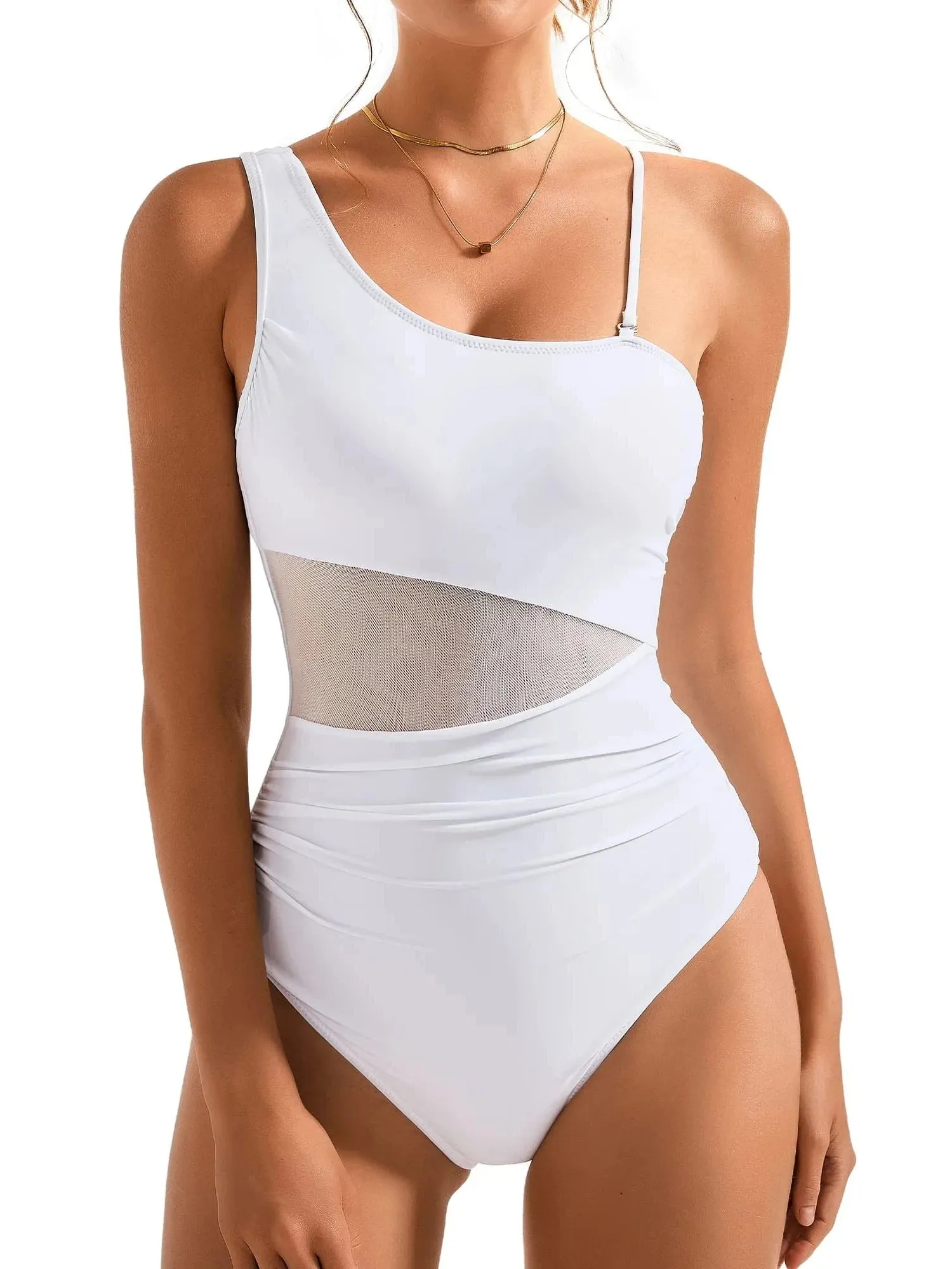Mesh One Shoulder Swimsuit