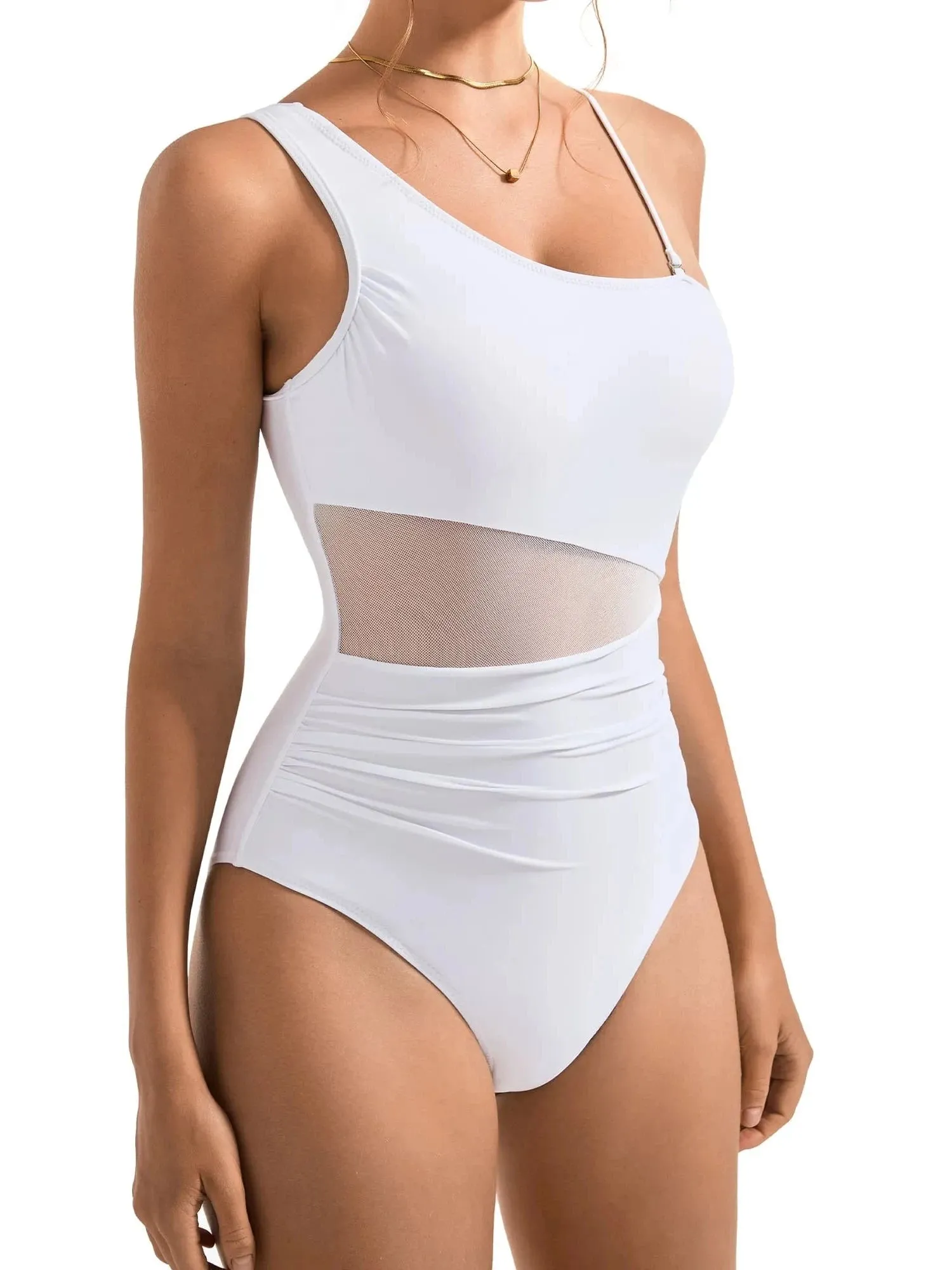 Mesh One Shoulder Swimsuit