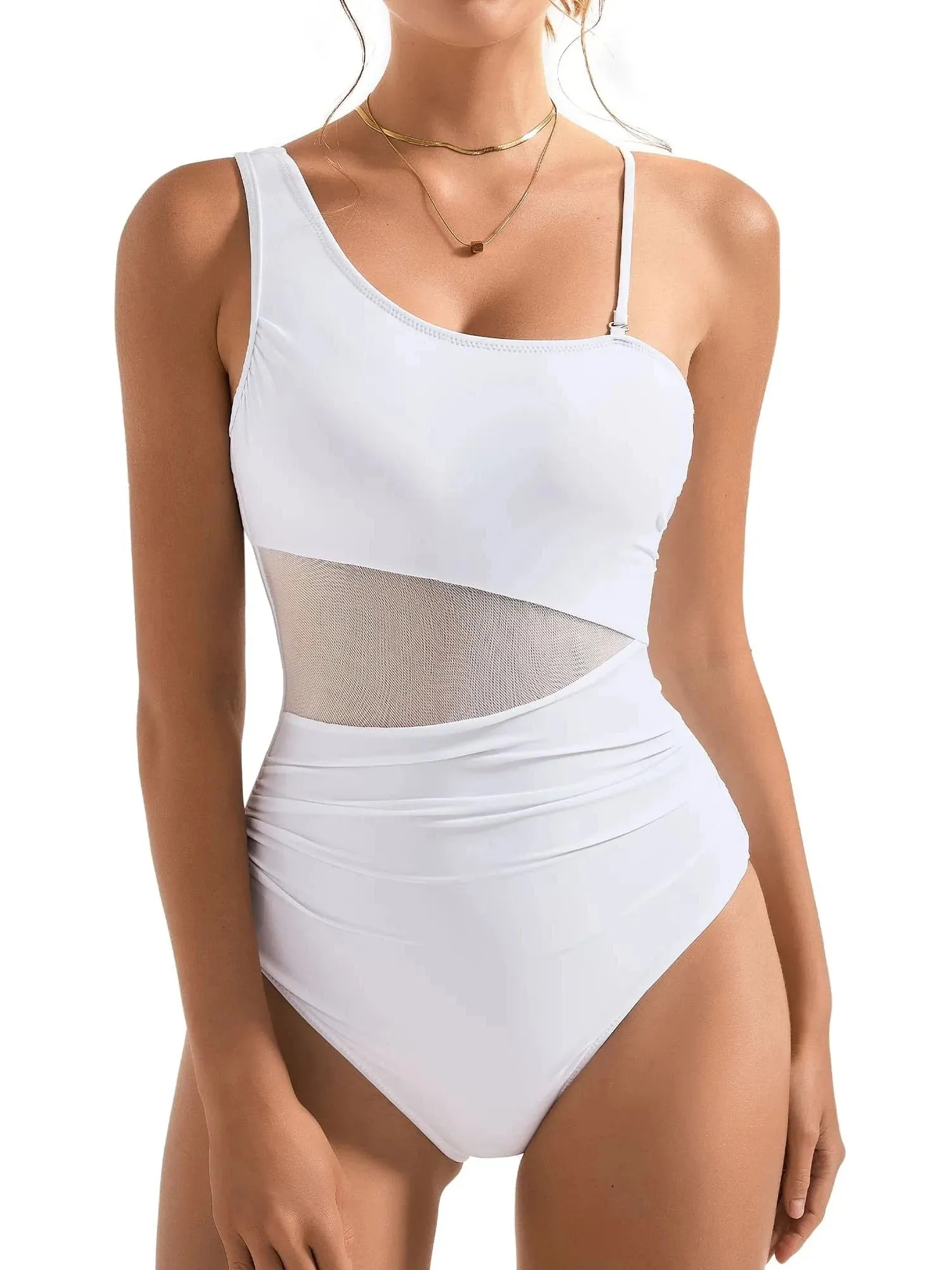Mesh One Shoulder Swimsuit