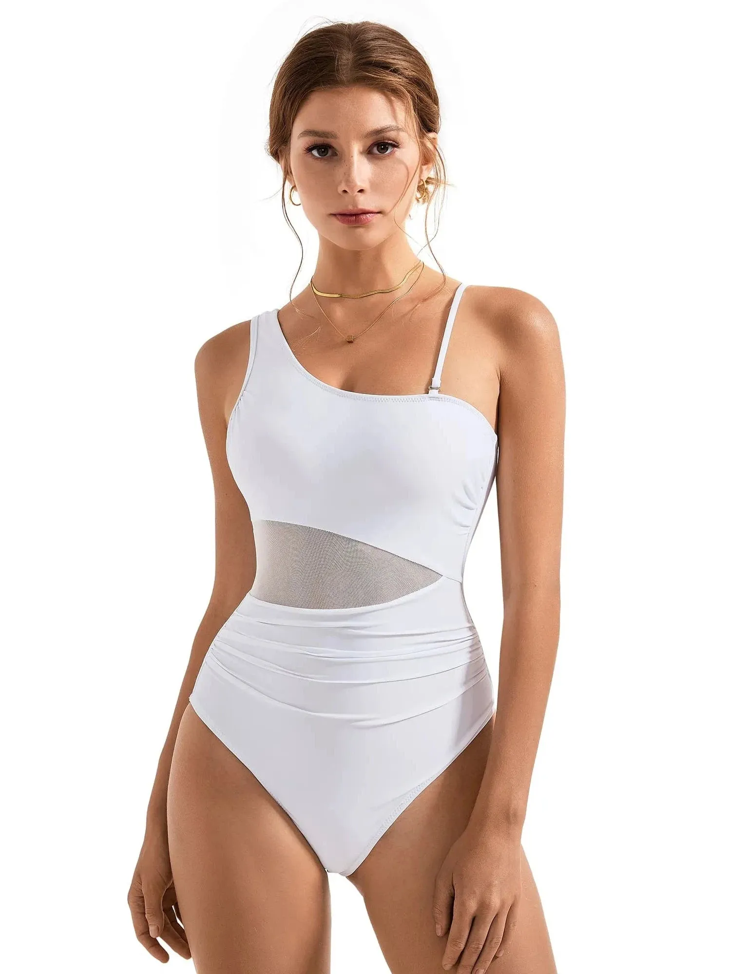 Mesh One Shoulder Swimsuit