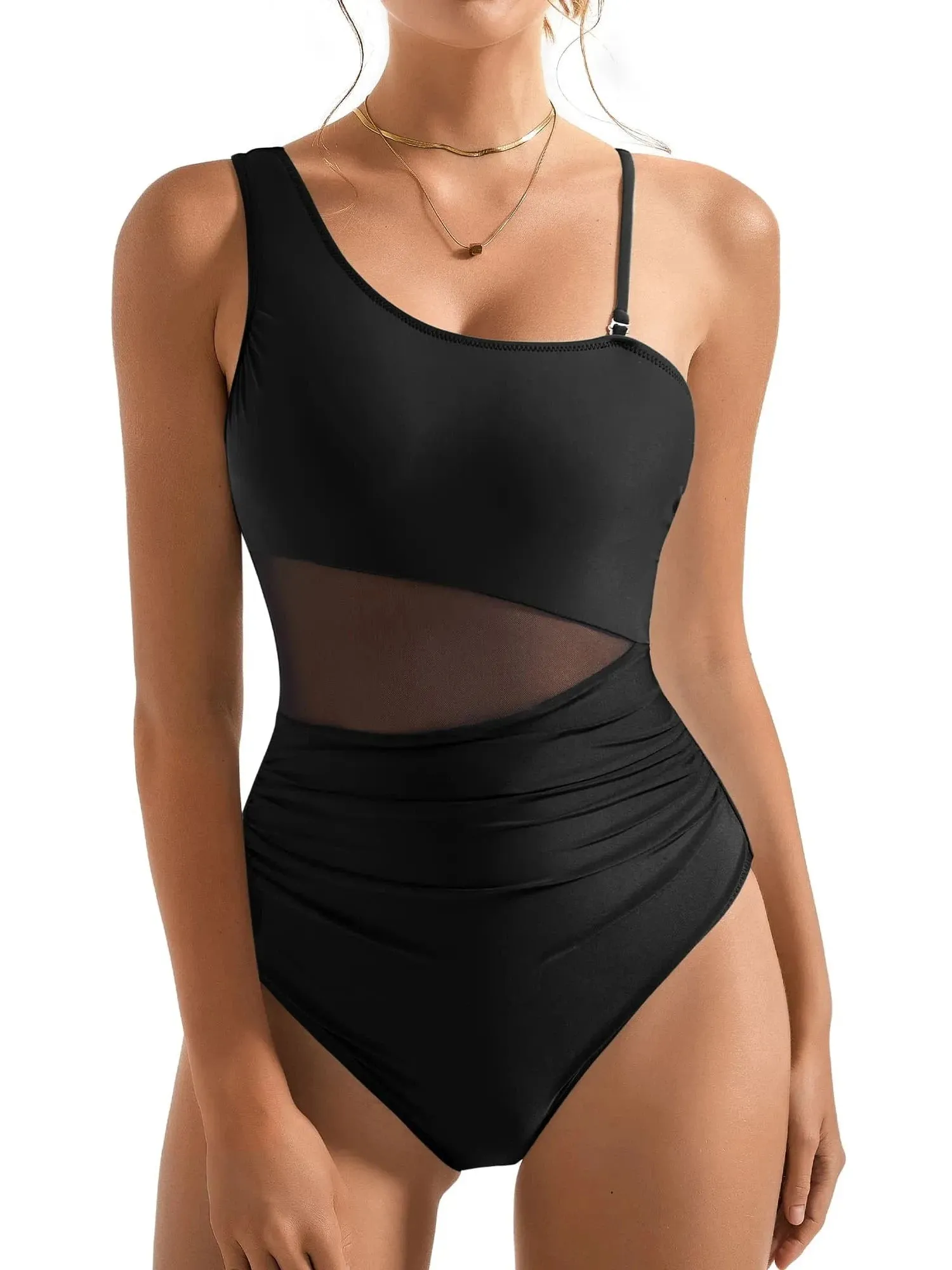 Mesh One Shoulder Swimsuit