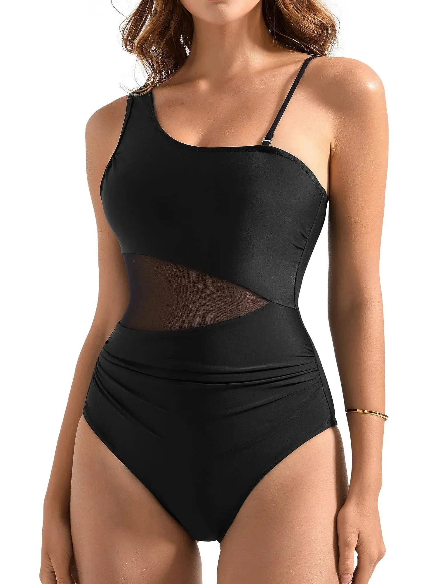 Mesh One Shoulder Swimsuit