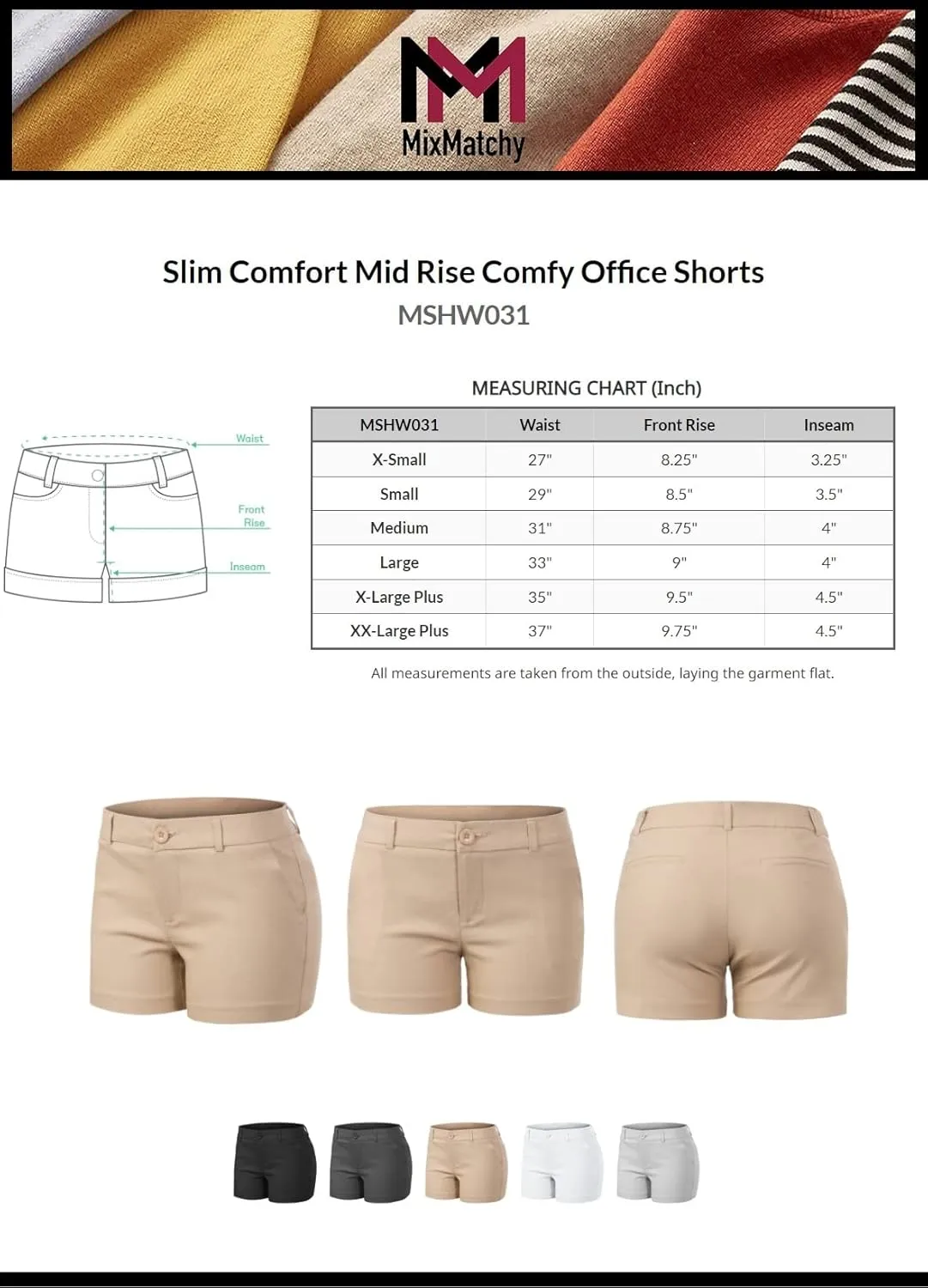 MixMatchy Women's Casual Body Enhancing Comfort Cuffed Shorts with Pockets