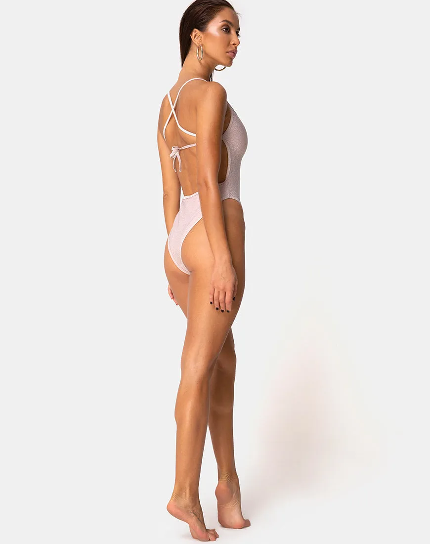 Nicole Swimsuit in Glitter Pink