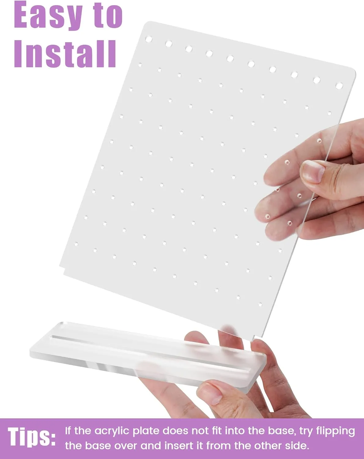 NiHome Acrylic Earring Stand 3PCS, Exquisite Double-Sided Acrylic Earring Organizer with 90 Holes Each - Lightweight and Sturdy Material, Unique Design with Larger Holes for Special Sizes