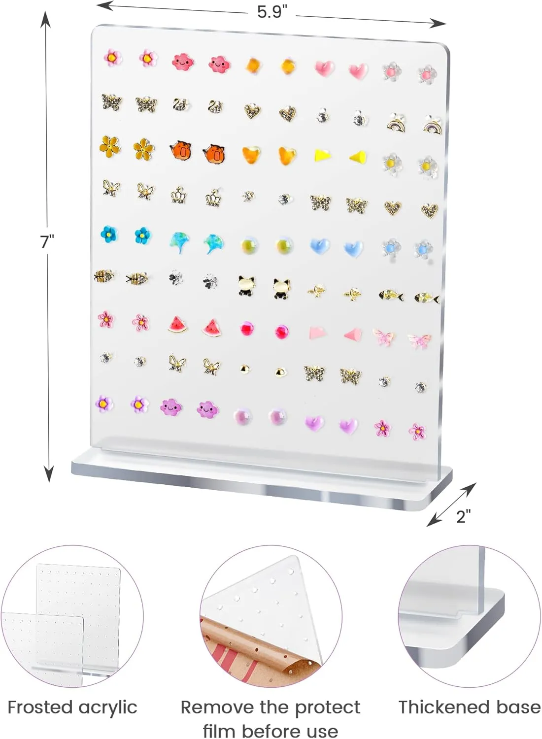 NiHome Acrylic Earring Stand 3PCS, Exquisite Double-Sided Acrylic Earring Organizer with 90 Holes Each - Lightweight and Sturdy Material, Unique Design with Larger Holes for Special Sizes