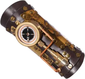 Novelty Steampunk Arm Sleeve Cuff with Compass, Reusable Wrist Guard Armor Gear, Vintage Gothic Leather Cuff for Women Cosplay Festive Performance Costume