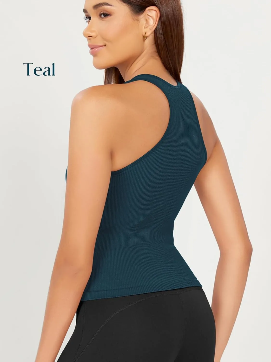 ODODOS 3-Pack Seamless Racerback Crop Tank for Women Ribbed Knit Soft Crop Tops