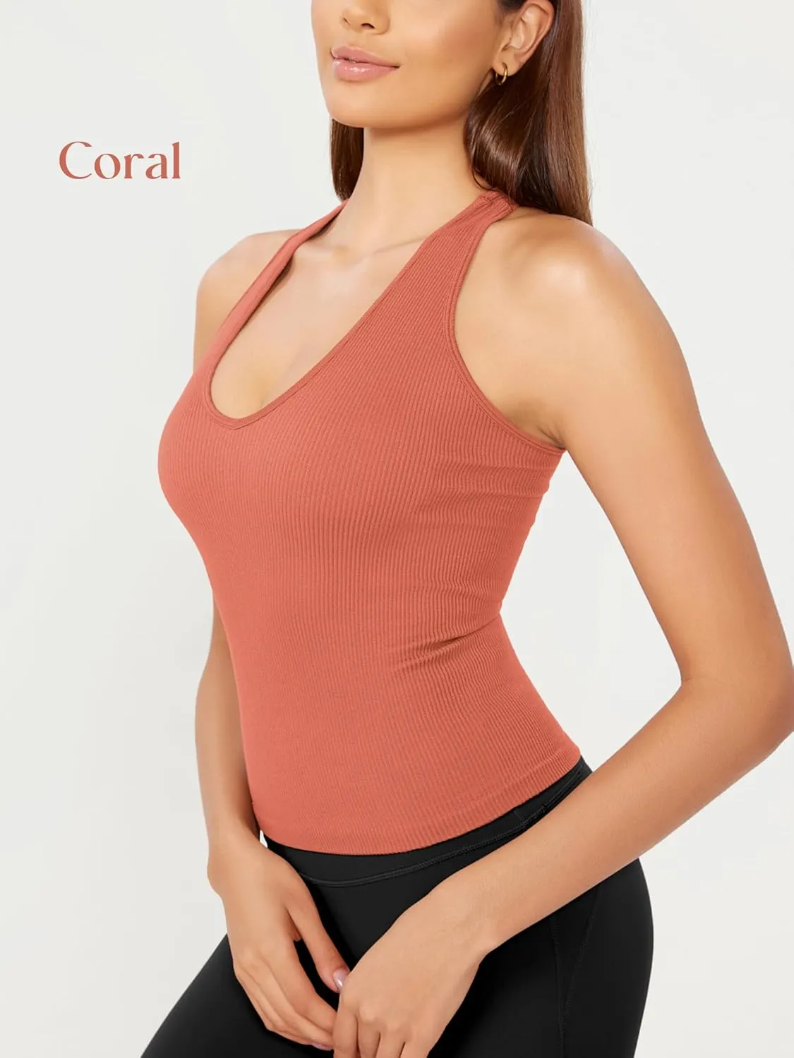 ODODOS 3-Pack Seamless Racerback Crop Tank for Women Ribbed Knit Soft Crop Tops