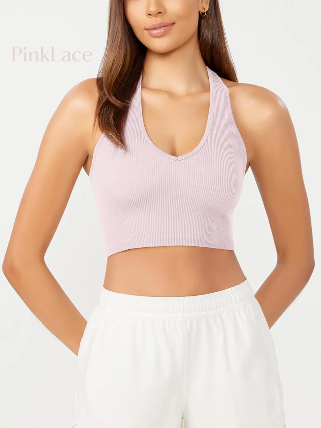 ODODOS 3-Pack Seamless Racerback Crop Tank for Women Ribbed Knit Soft Crop Tops