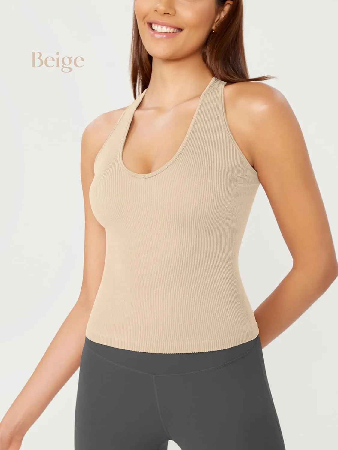 ODODOS 3-Pack Seamless Racerback Crop Tank for Women Ribbed Knit Soft Crop Tops