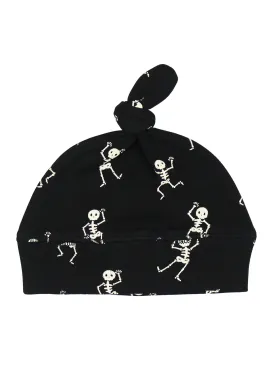 Organic Banded Top-Knot Beanie, Dancing Skeletons