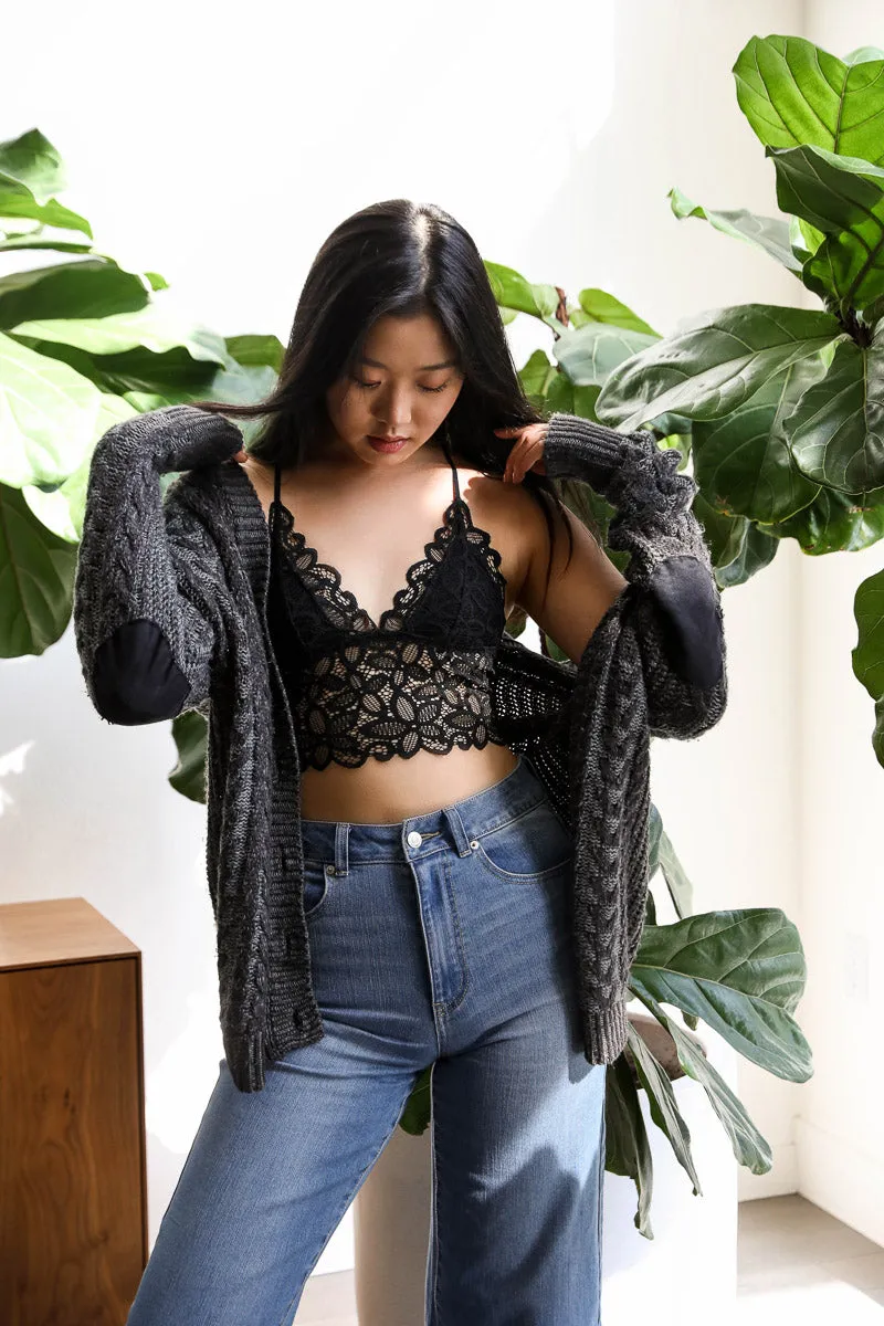 Racerback Flower Lace Bralette Padded