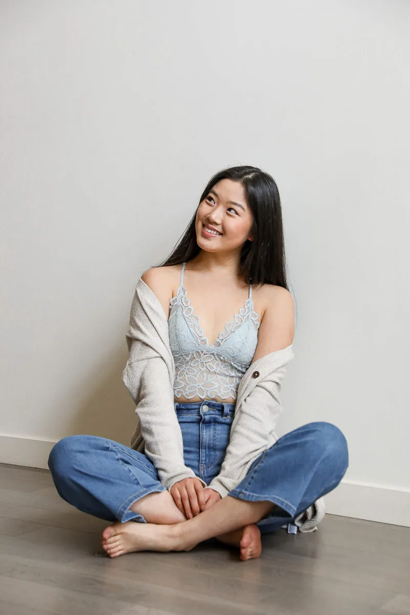 Racerback Flower Lace Bralette Padded
