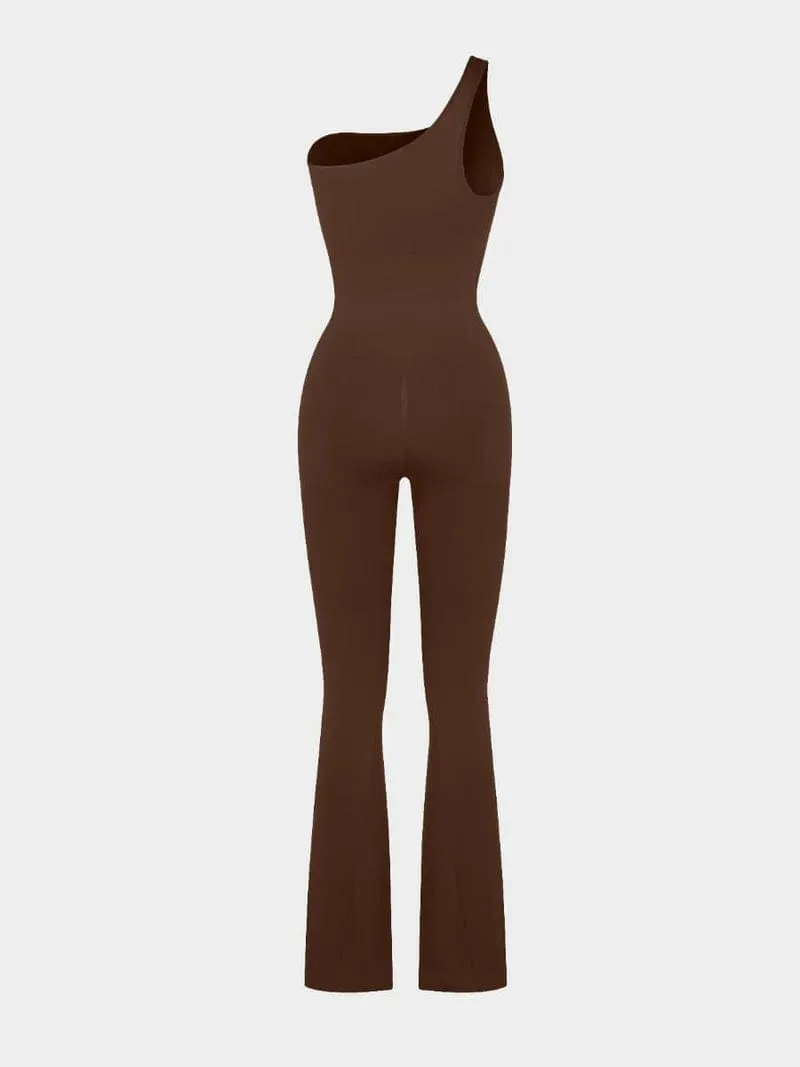Seamless One Shoulder Flared Shaper Jumpsuit