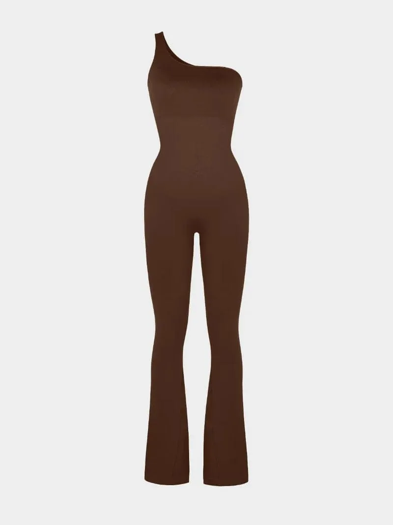 Seamless One Shoulder Flared Shaper Jumpsuit