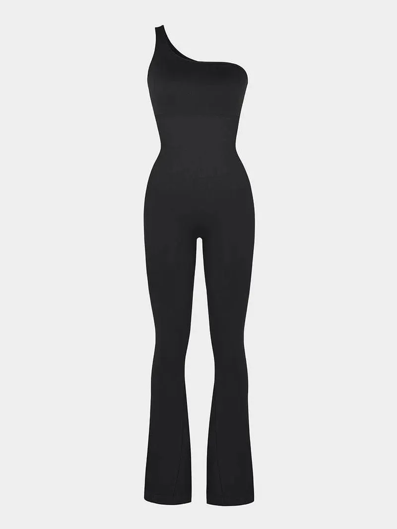 Seamless One Shoulder Flared Shaper Jumpsuit