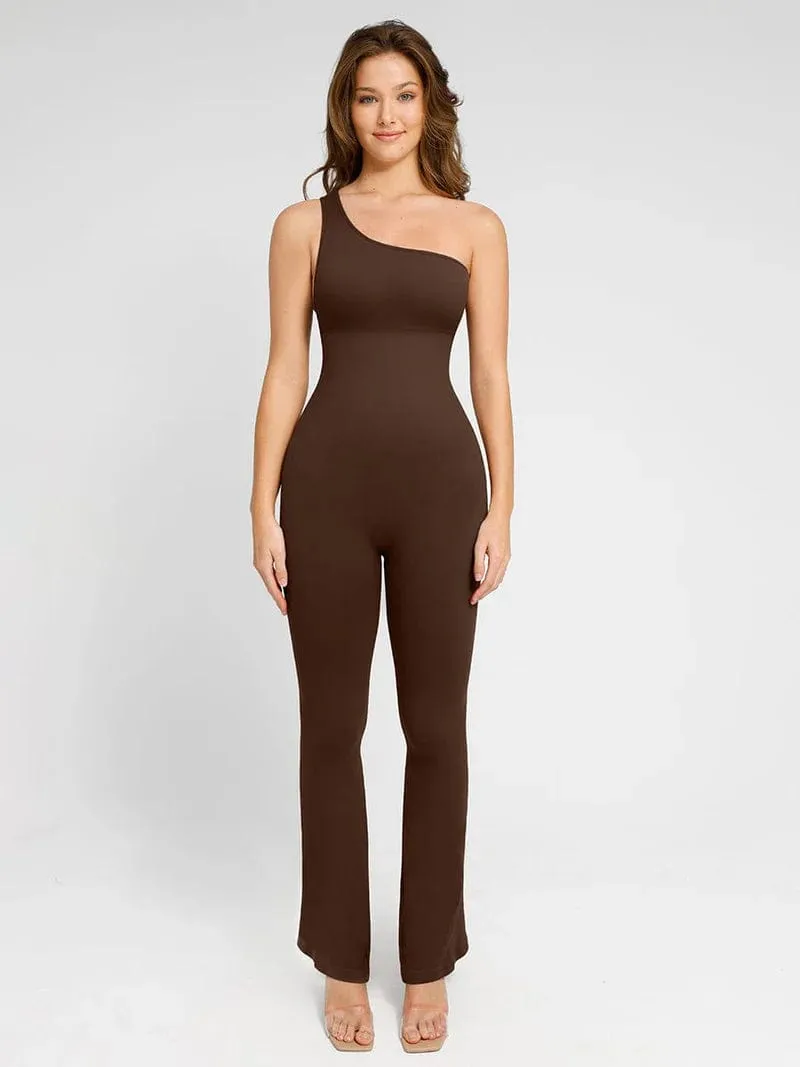 Seamless One Shoulder Flared Shaper Jumpsuit