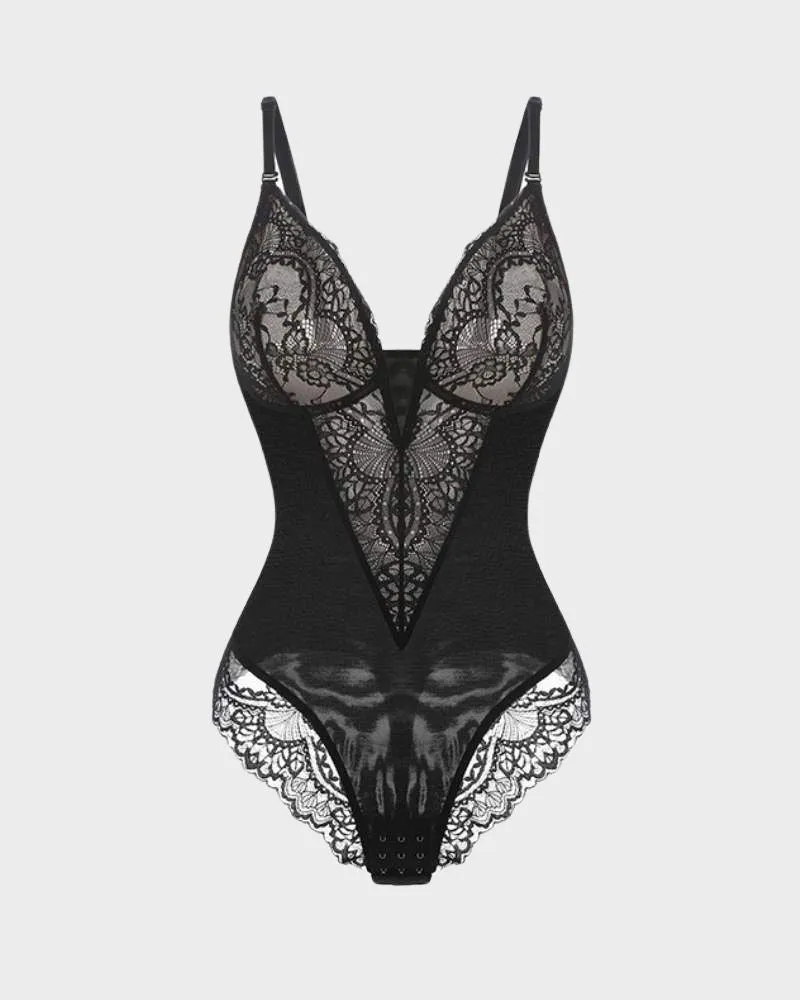 Sexy Lace Deep-V Neck Bodysuit